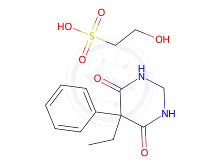 Chemical structure of 2-hydroxyethanesulphonic acid, compound with 5-ethyldihydro-5-phenylpyrimidine-4,6(1H,5H)-dione (1:1)