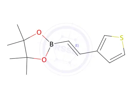 Chemical structure of (E)-4,4,5,5-tetramethyl-2-(2-(thiophen-3-yl)vinyl)-1,3,2-dioxaborolane