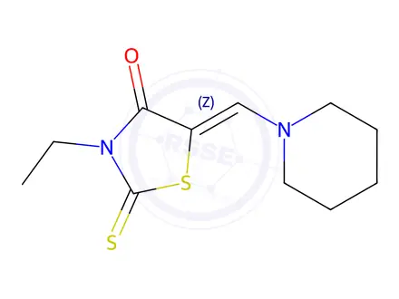 Chemical structure of 3-ethyl-5-(piperidinomethylene)rhodanine