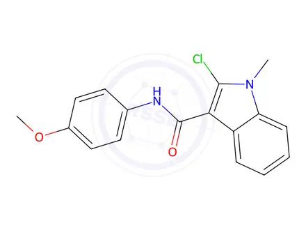 Chemical structure of 478043-50-4 2-Chloro-N-(4-methoxyphenyl)-1-methyl-1H-indole-3-carboxamide MFCD01814446