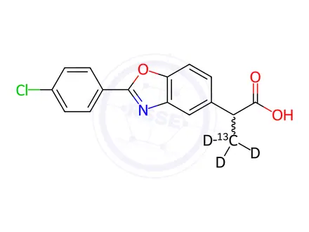 Chemical structure of Benoxaprofen-13C,d3