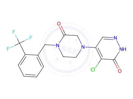 Chemical structure of 4-Chloro-5-[3-oxo-4-(2-trifluoromethyl-benzyl)-piperazin-1-yl]-2H-pyridazin-3-one