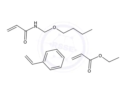 Chemical structure of 2-Propenoic acid, ethyl ester, polymer with N-(butoxymethyl)-2-propenamide and ethenylbenzene
