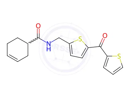 Chemical structure of N-((5-(Thiophene-2-carbonyl)thiophen-2-yl)methyl)cyclohex-3-ene-1-carboxamide