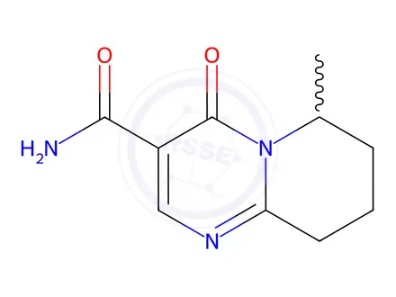 Chemical structure of 6,7,8,9-Tetrahydro-6-methyl-4-oxo-4H-pyrido[1,2-a]pyrimidine-3-carboxamide