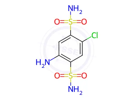 Chemical structure of 2-amino-5-chloro-1,4-Benzenedisulfonamide