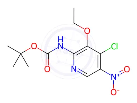 Chemical structure of Carbamic acid, N-(4-chloro-3-ethoxy-5-nitro-2-pyridinyl)-, 1,1-dimethylethyl ester