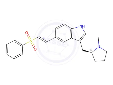 Chemical structure of 3-[[(2S)-1-Methyl-2-pyrrolidinyl]methyl]-5-[(1E)-2-(phenylsulfonyl)ethenyl]-1H-indole