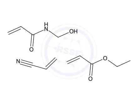 Chemical structure of 2-Propenoic acid, ethyl ester, polymer with N-(hydroxymethyl)-2-propenamide and 2-propenenitrile