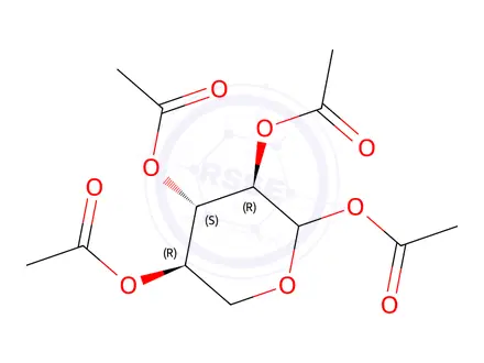 Chemical structure of (3R,4S,5R)-tetrahydro-2H-pyran-2,3,4,5-tetrayl tetraacetate