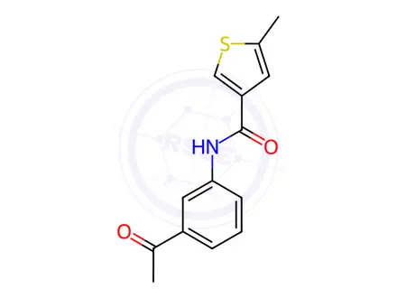 Chemical structure of N-(3-acetylphenyl)-5-methylthiophene-3-carboxamide
