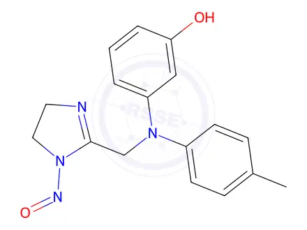 Chemical structure of 3-(((1-Nitroso-4,5-dihydro-1H-imidazol-2-yl)methyl)(p-tolyl)amino)phenol