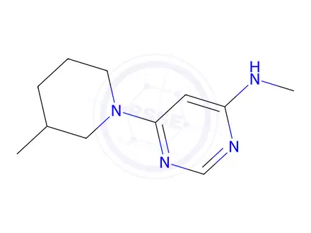 Chemical structure of n-methyl-6-(3-methylpiperidin-1-yl)pyrimidin-4-amine
