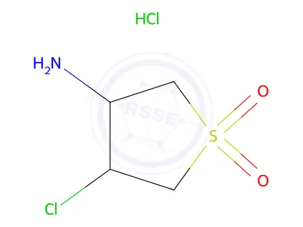 Chemical structure of 3-Amino-4-chlorotetrahydrothiophene 1,1-dioxide hydrochloride