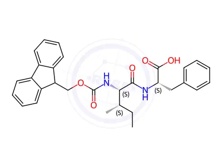 Chemical structure of (((9H-fluoren-9-yl)methoxy)carbonyl)-L-isoleucyl-L-phenylalanine