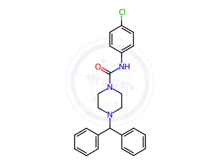 Chemical structure of N-(4-benzhydrylpiperazin-1-yl)-N-(4-chlorophenyl)formamide