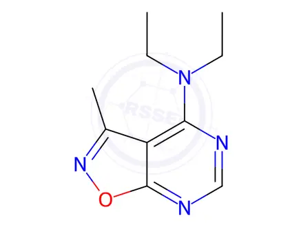 Chemical structure of N,N-diethyl-3-methylisoxazolo[5,4-d]pyrimidin-4-amine