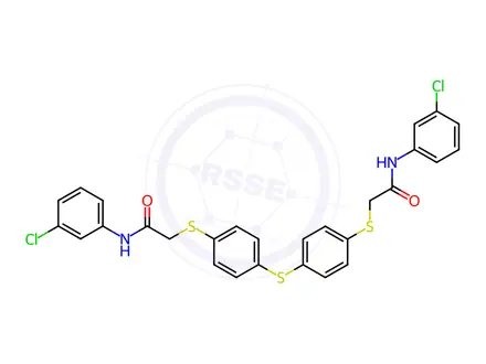 Chemical structure of N-(3-Chlorophenyl)-2-[(4-{[4-({[(3-chlorophenyl)carbamoyl]methyl}sulfanyl)phenyl]sulfanyl}phenyl)sulfanyl]acetamide