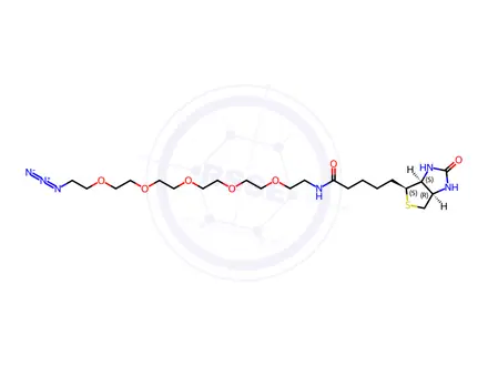 Chemical structure of 1H-Thieno[3,4-d]imidazole-4-pentanamide, N-(17-azido-3,6,9,12,15-pentaoxaheptadec-1-yl)hexahydro-2-oxo-, (3aS,4S,6aR)