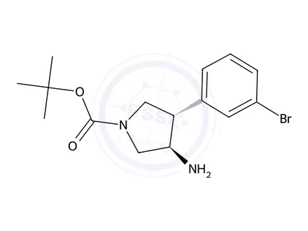 Chemical structure of (3R,4S)-tert-Butyl 3-Amino-4-(3-bromophenyl)pyrrolidine-1-carboxylate