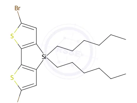 Chemical structure of 2,6-Dibromo-4,4-dihexyl-4H-silolo[3,2-b:4,5-b']dithiophene