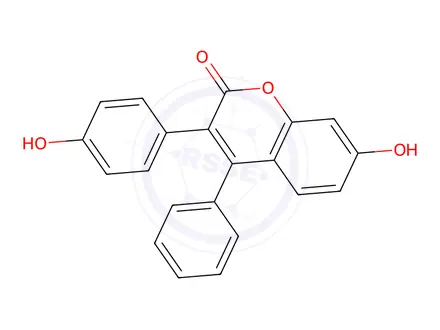 Chemical structure of 7-hydroxy-4-phenyl-3-(4-hydroxyphenyl)coumarin