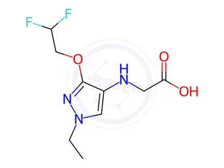 Chemical structure of N-[3-(2,2-difluoroethoxy)-1-ethyl-1H-pyrazol-4-yl]glycine