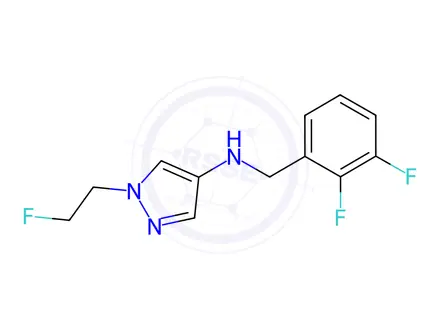 Chemical structure of N-(2,3-difluorobenzyl)-1-(2-fluoroethyl)-1H-pyrazol-4-amine
