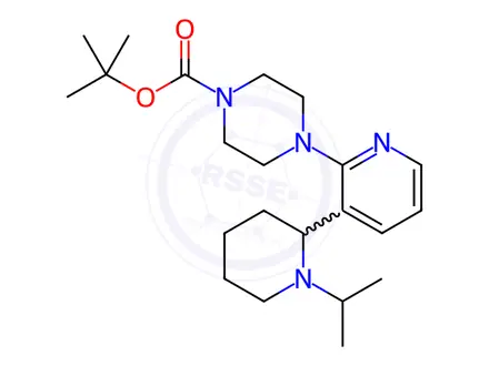 Chemical structure of tert-Butyl 4-(3-(1-isopropylpiperidin-2-yl)pyridin-2-yl)piperazine-1-carboxylate