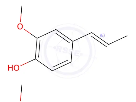 Chemical structure of Phenol, 2-methoxy-4-(1-propen-1-yl)-, polymer with 2-methoxy-4-(2-propen-1-yl)phenol