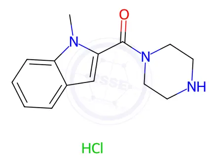Chemical structure of 1-Methyl-2-(piperazin-1-ylcarbonyl)-1H-indolehydrochloride