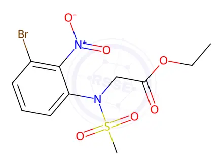 Chemical structure of Glycine, N-(3-bromo-2-nitrophenyl)-N-(methylsulfonyl)-, ethyl ester