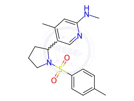 Chemical structure of N,4-dimethyl-5-(1-tosylpyrrolidin-2-yl)pyridin-2-amine