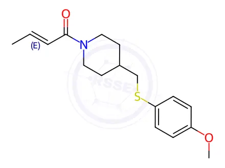 Chemical structure of 1-(4-(((4-Methoxyphenyl)thio)methyl)piperidin-1-yl)but-2-en-1-one