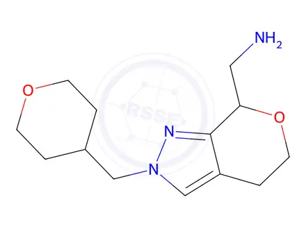 Chemical structure of (2-((Tetrahydro-2H-pyran-4-yl)methyl)-2,4,5,7-tetrahydropyrano[3,4-c]pyrazol-7-yl)methanamine