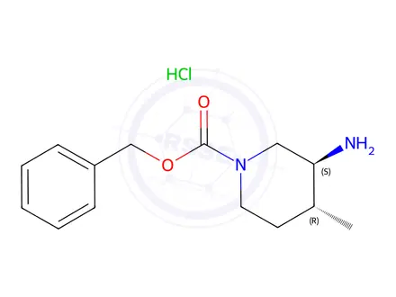 Chemical structure of Benzyl (3S,4R)-3-amino-4-methylpiperidine-1-carboxylate hydrochloride