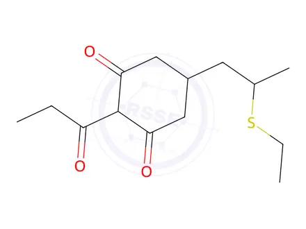 Chemical structure of 1,3-Cyclohexanedione, 5-[2-(ethylthio)propyl]-2-(1-oxopropyl)-