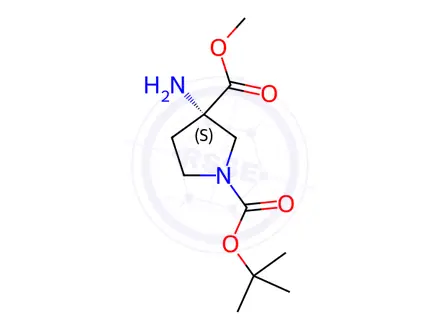Chemical structure of (S)-1-tert-Butyl?3-methyl?3-aminopyrrolidine-1,3-dicarboxylate