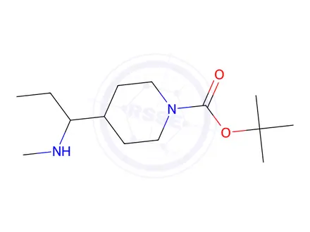 Chemical structure of Tert-butyl 4-(1-(methylamino)propyl)piperidine-1-carboxylate