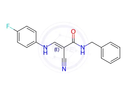 Chemical structure of N-Benzyl-2-cyano-3-((4-fluorophenyl)amino)acrylamide