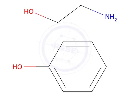 Chemical structure of phenol, compound with 2-aminoethanol (1:1)
