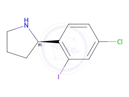Chemical structure of (2R)-2-(4-chloro-2-iodophenyl)pyrrolidine