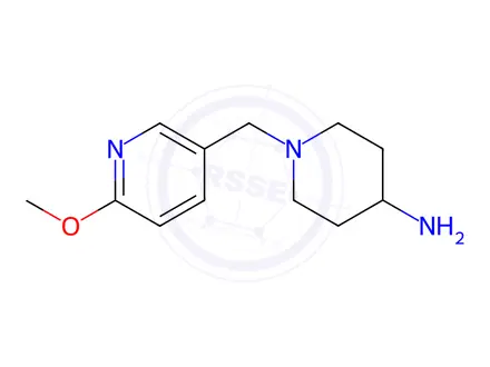 Chemical structure of 1-(6-Methoxy-pyridin-3-ylMethyl)-piperidin-4-ylaMine dihydrochloride, 98+% C12H21Cl2N3O, MW: 294.22