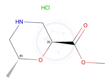 Chemical structure of (2R,6S)-methyl 6-methylmorpholine-2-carboxylate HCl