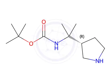 Chemical structure of Carbamic acid, [1-methyl-1-(3R)-3-pyrrolidinylethyl]-, 1,1-dimethylethyl ester (9CI)