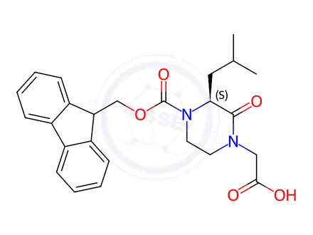 Chemical structure of (3S)-4-Fmoc-1-carboxymethyl-3-isobutyl-piperazin-2-one