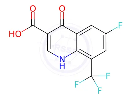 Chemical structure of 6-Fluoro-4-hydroxy-8-(trifluoromethyl)quinoline-3-carboxylic acid