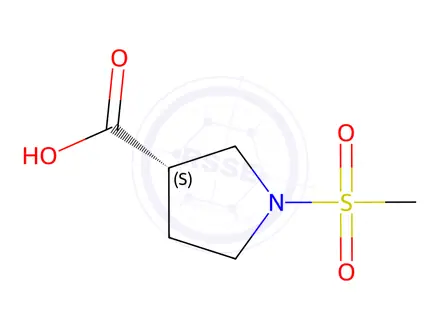 Chemical structure of (3S)-1-methanesulfonylpyrrolidine-3-carboxylic acid