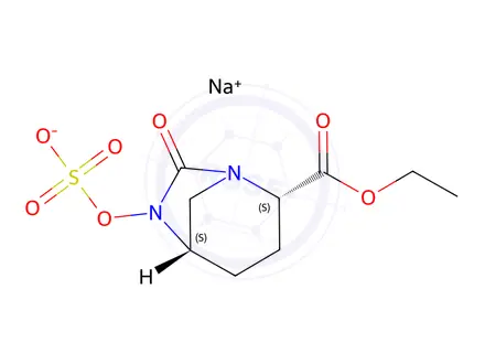 Chemical structure of Sodium (2S,5S)-2-(ethoxycarbonyl)-7-oxo-1,6-diazabicyclo[3.2.1]octan-6-yl sulfate