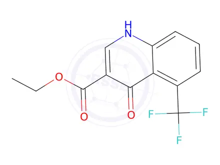 Chemical structure of 4-Oxo-5-trifluoromethyl-1,4-dihydro-quinoline-3-carboxylic acid ethyl ester